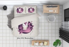 3D Simple Unicorn Cartoon Kids Quilt Cover Set Duvet Cover Bedding Pillowcases