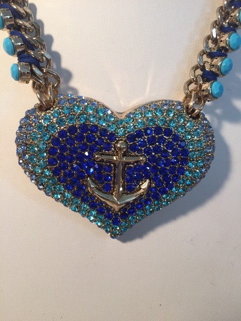$95 Betsey Johnson Anchor Away Statement Necklace BL 3