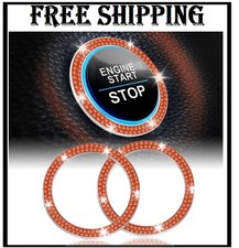 2 PCS Crystal Double Rhinestone Car Engine Start Stop Decoration Ring, Push to S