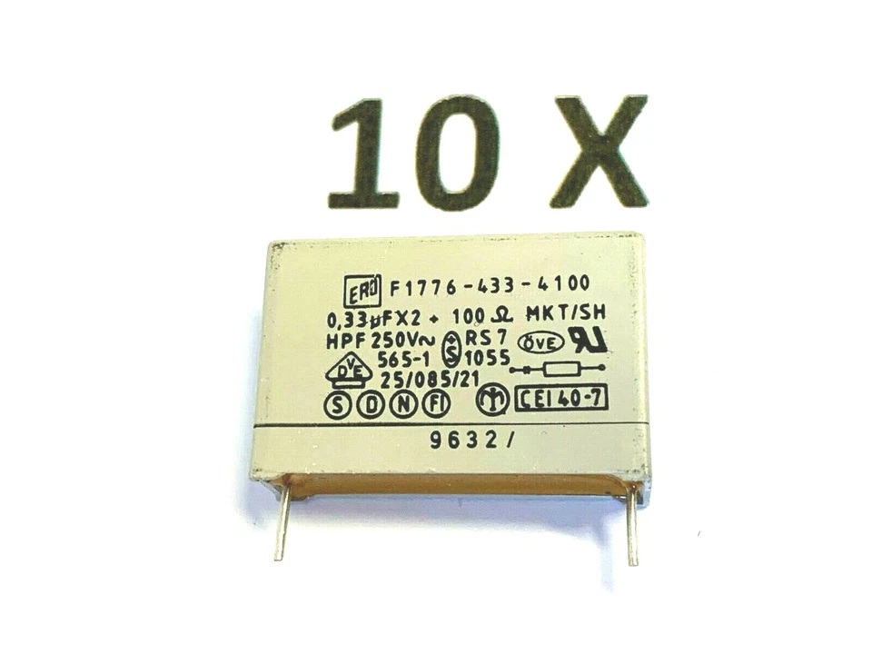 0,33uF +100Ω, RC-Glied, 330nF,250V~,X2,MKT,Roederstein, F1776-433-4100, 10 Stück - Bild 1 von 3