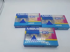3 VTG Memorex DBS 90 Blank Audio Cassette Tapes 80s 90s Clear See Through Sealed