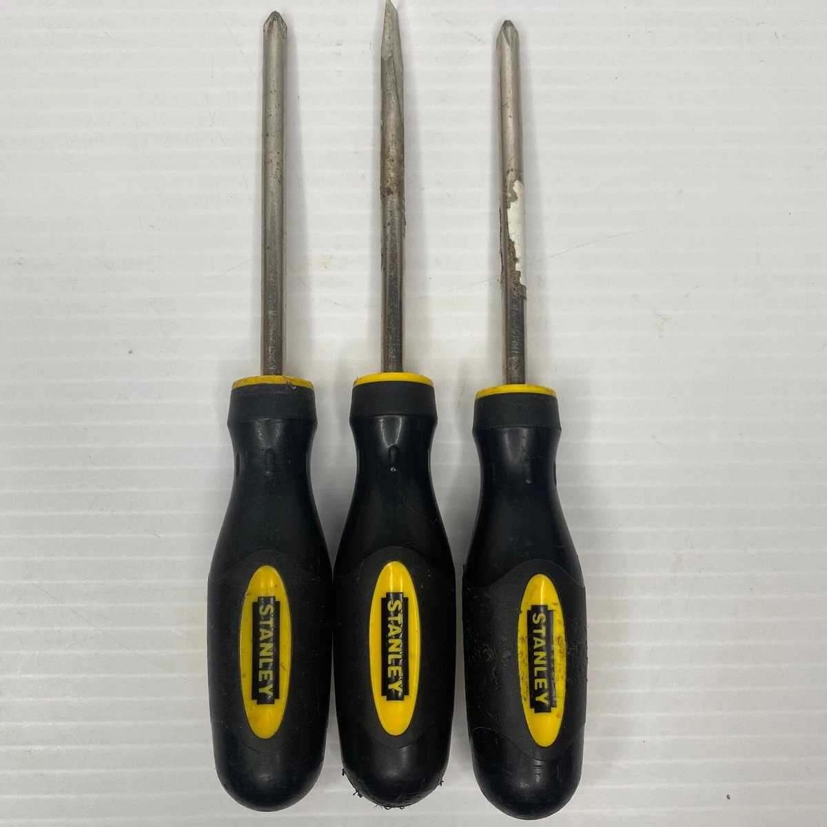 Stanley Phillips Flat Slotted Head Screwdrivers Black Yellow Set of 3