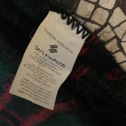 San Marcos Blanket Throw Frazada 45 X 66 Green Red Blue Plaid - Picture 4 of 5