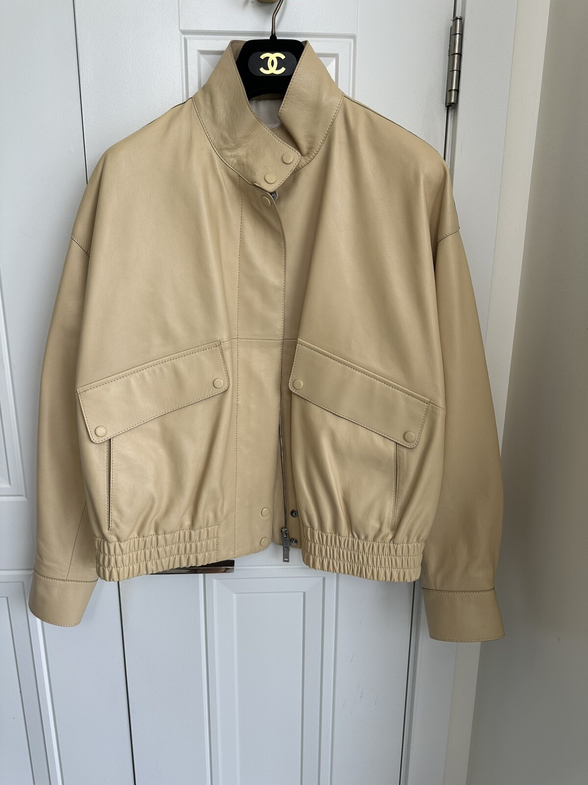 Massimo Dutti Nappa Leather Bomber Jacket Size L  (RP $499) image 6