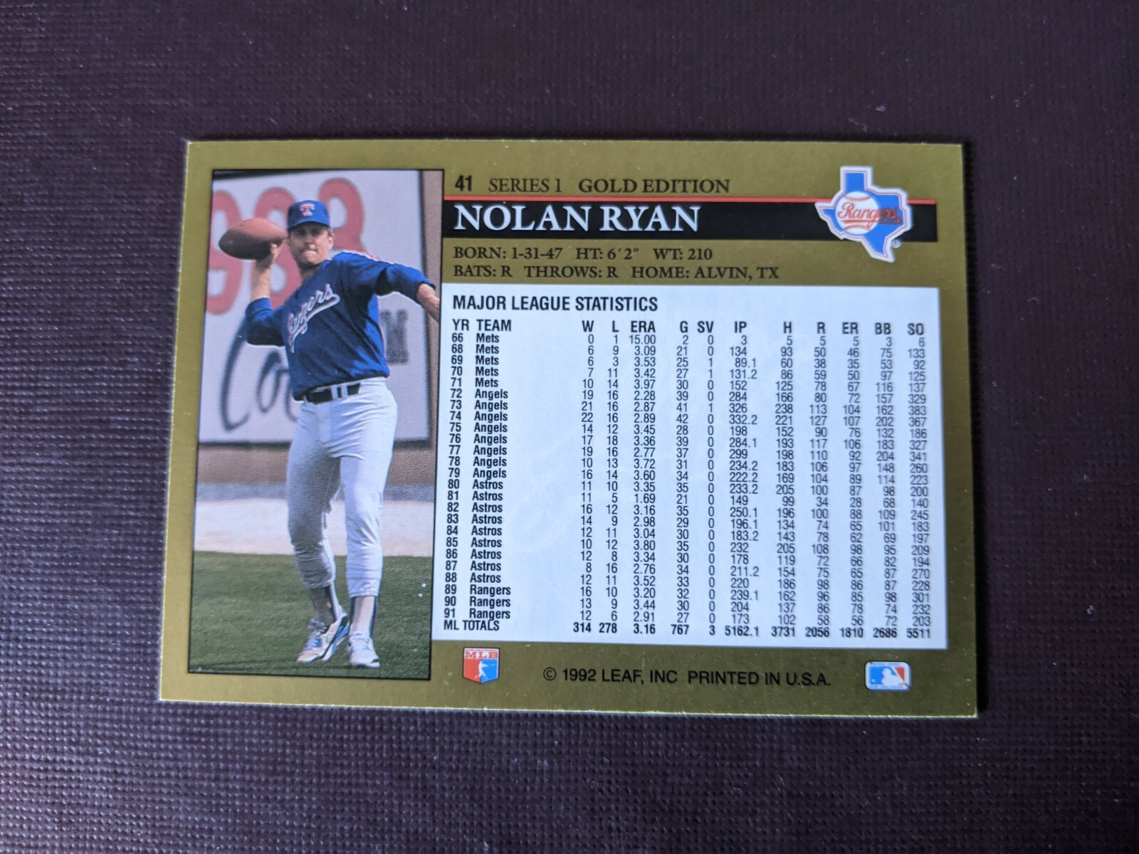 Nolan Ryan Single Baseball Cards 1971 - 1994 Donruss Topps Leaf Upper Deck - Picture 59 of 75