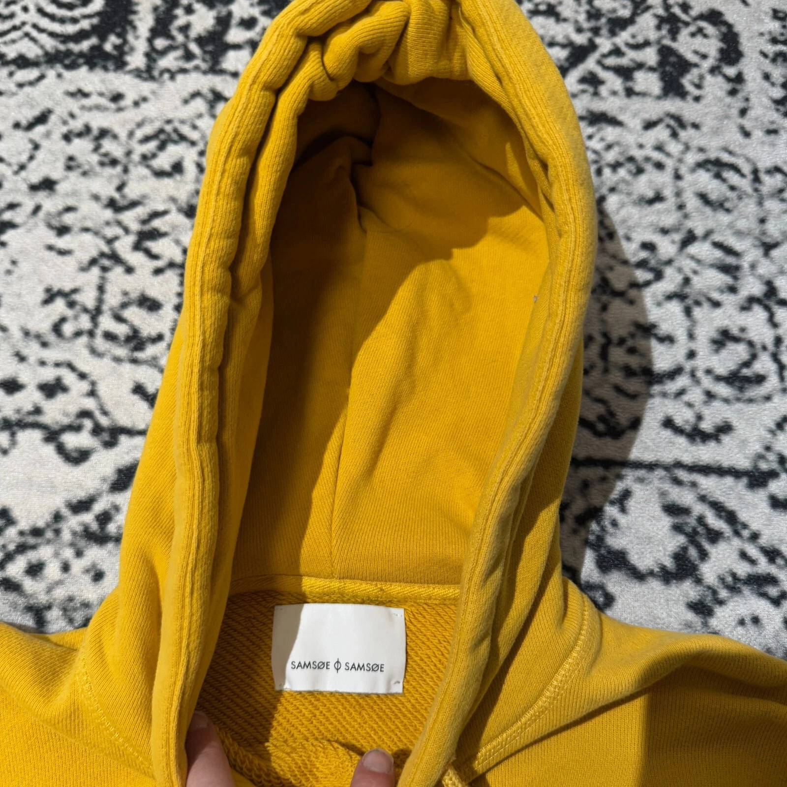 GUCCI Felpa con cappuccio vintage unisex cotone giallo taglia S Samose Y2K anni 90 streetwear vestibilità regolare