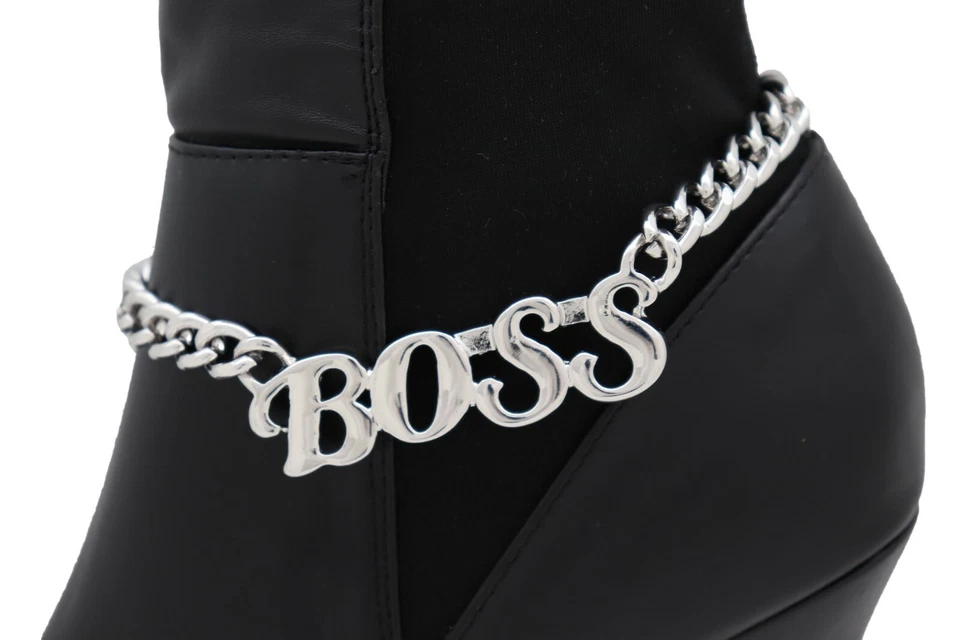 Women Silver Metal Chain Western Boot Bracelet Shoe Anklet BOSS Charm Decorative - Изображение 4 из 4