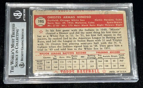 Minnie Minoso "1st AA White Sox" Signed Auto 1952 Topps Rookie Card BAS HOF (RC) - Picture 4 of 4