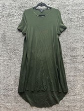 Cos Asymmetrical Short Sleeve A-Line Midi Dress Green Womens Size S