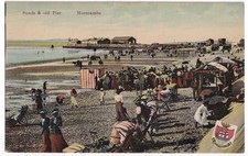 Morecambe Sands & Old Pier Beach Crowd Lancashire 1909 Milton Glazette Postcard