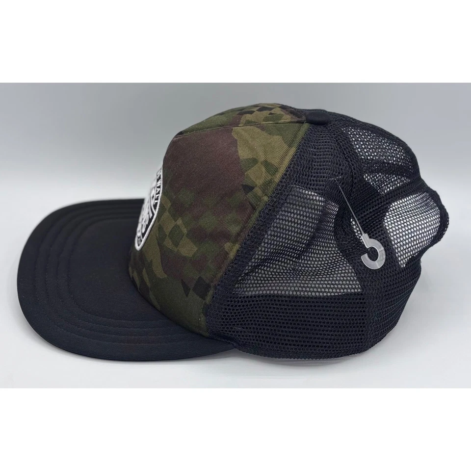 Vans Off The Wall Camo Checkerboard Trucker Hat Snapback Adjustable Black Mesh - Image 2 of 4