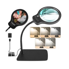 10X 30X Large Magnifying Glass with Light and Stand, 5-inch Lens, 5... Fast Ship