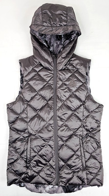 Gerry Down Full Zip Reversible Hooded Puffer Vest Women M Silver Packable Marble