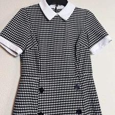 Shelby & Palmer Houndstooth Dress Women’s 8 Short Sleeve Double Breasted Stylish