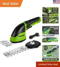 Cordless Grass Shear & Hedge Trimmer 2-in-1 - Lightweight, Rechargeable, Green