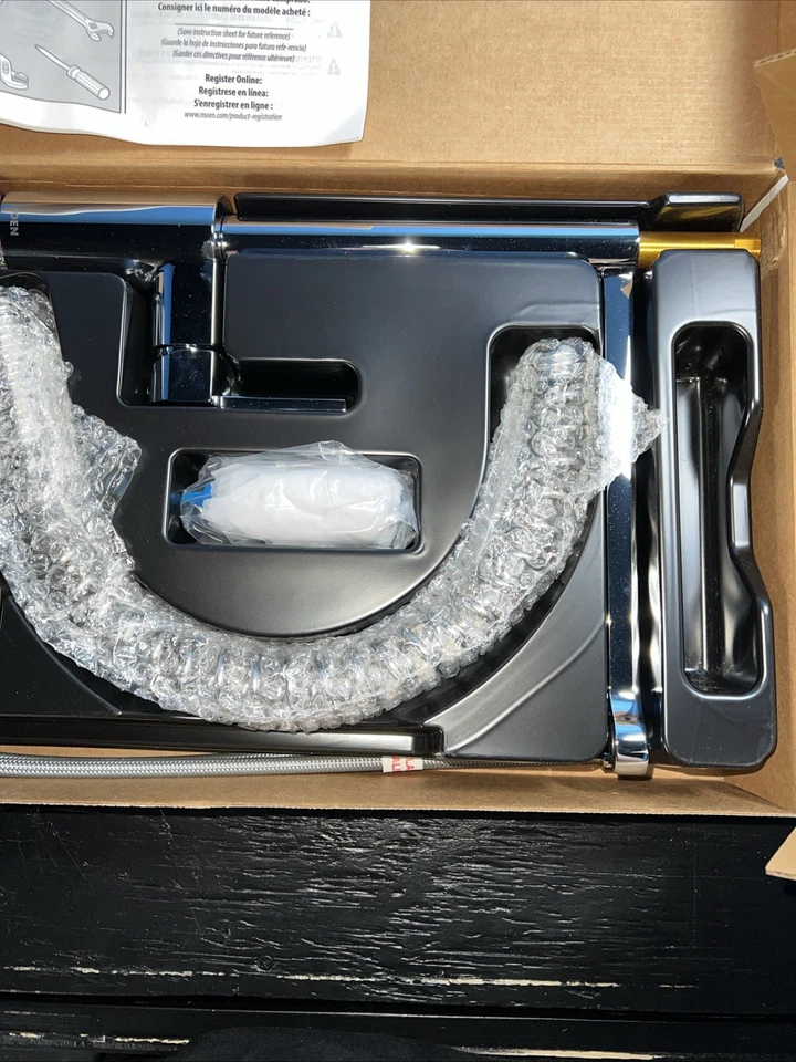 Grifo de cocina MOEN 5923 Align 1 mango preenjuague resorte extraíble acabado cromado Foto 3 de 4