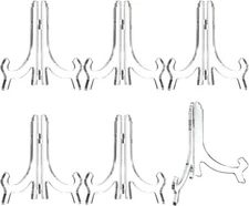 HESTYA 6 Pack 7 Inch Acrylic Easel Stand, Display Plate 6 Pieces 