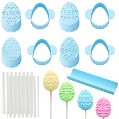 4 Pcs Easter Egg Cake Pop Mold Egg Cake Pop Cutter and Pusher Baking Molds Ki...