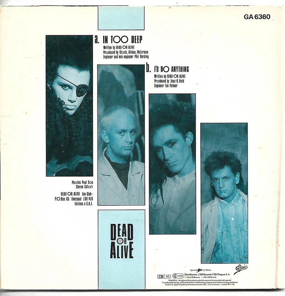 Dead Or Alive In Too Deep (1985) UK g/f p/s 45 record - Image 2 of 2