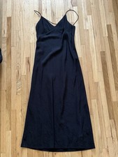 madewell black midi slip dress sleeveless size 0