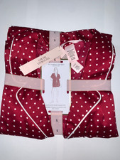 Victoria's Secret Glazed Satin PJ Set Merlot Red White Polka Dots Women  s Sz S