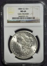 1884-CC Morgan Silver Dollar - NGC MS 64 - GSA HOARD