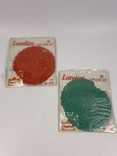 Vintage Royal Craft Doilies Round  Res Green 5” Original Packages