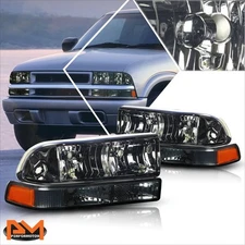 For 98-04 Chevy S10/Blazer Smoked Housing Headlight w/Amber Bumper Corner Lamps