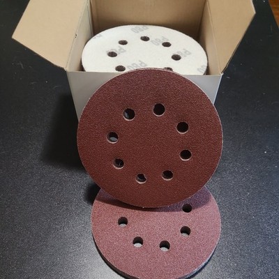 100PCS 80 Grit 5 inch Hook Loop Sanding Discs 8-Hole Orbital Sander Paper Pads