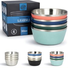 Stainless Steel Insulated Bowls for Kids and Adults - Set of 4-20 Oz Double Wall