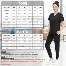 V-Neck Women Nurse Uniform Suit Women Medical Scrubs Top and Pants Black USA