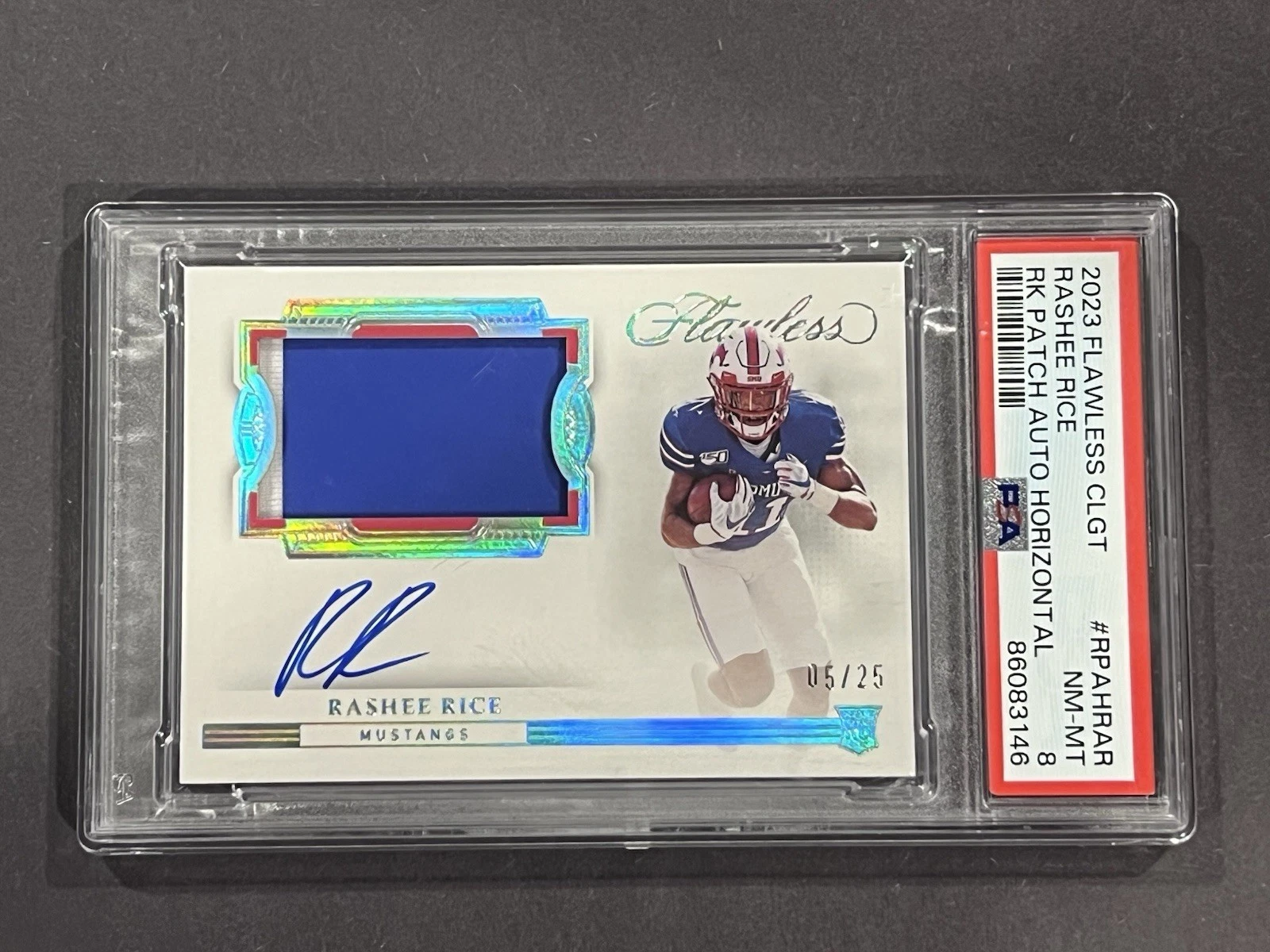 Rashee Rice Panini Flawless Collegiate Flawless Rookie Patch Autograph Horizontal #RPAHRAR Base