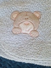 Early Days Blue Fleece Pram Blanket Teddy Bear Motif Primark Used