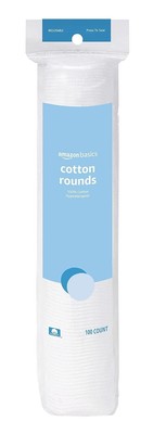Amazon Basics Hypoallergenic 100% Cotton Rounds, 100 100 Count (Pack of 1) 