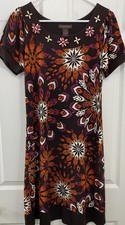 Boho Dress By Chadwick’s Collection Sz Small Beaded Straight Brown Floral
