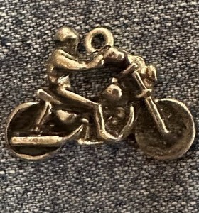 Vintage Biker On Motorcycle Pendant. Heavy Metal Biker Art