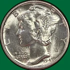 1945 Mercury Dime Brilliant Uncirculated BU Coin #43358