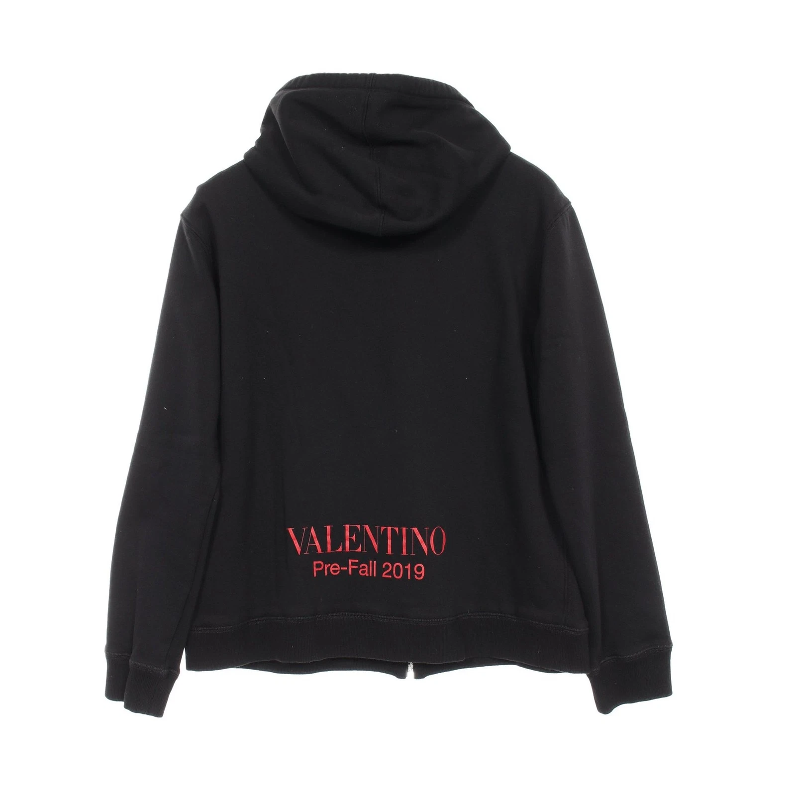 【Tops】VALENTINO VLTN Felpa con cappuccio e zip logo in cotone nero Valentino