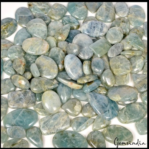 5000 Ct Natural Blue Aquamarine Beryl Mix Cabochon Loose Wholesale Gemstones Lot - Picture 2 of 11