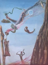 Nathaniel Reich Surreal Original Oil on Board 28 x 36