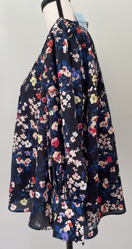 Ann Taylor Petite Floral Navy Blue Blouse Top SIZE MP Medium Petite NEW - Picture 7 of 11