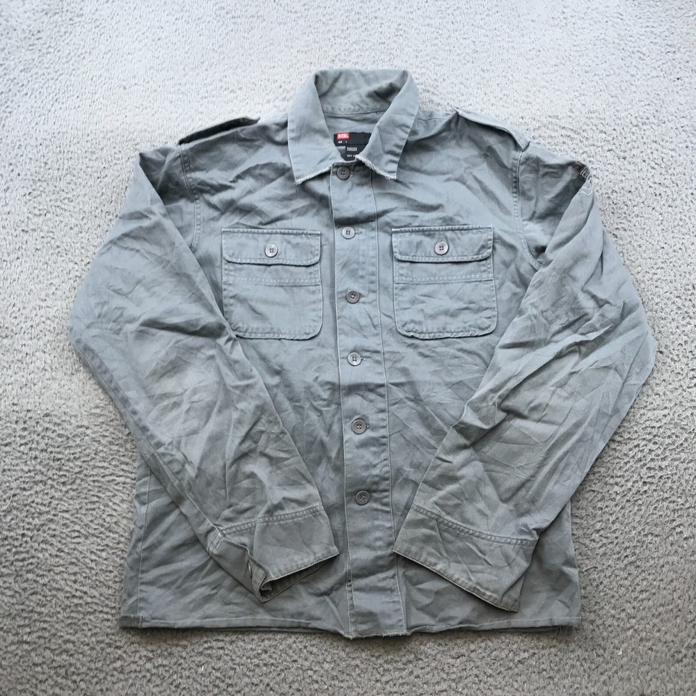 Diesel Jacket Adult Medium Gray Button Down Long Sleeve 54294