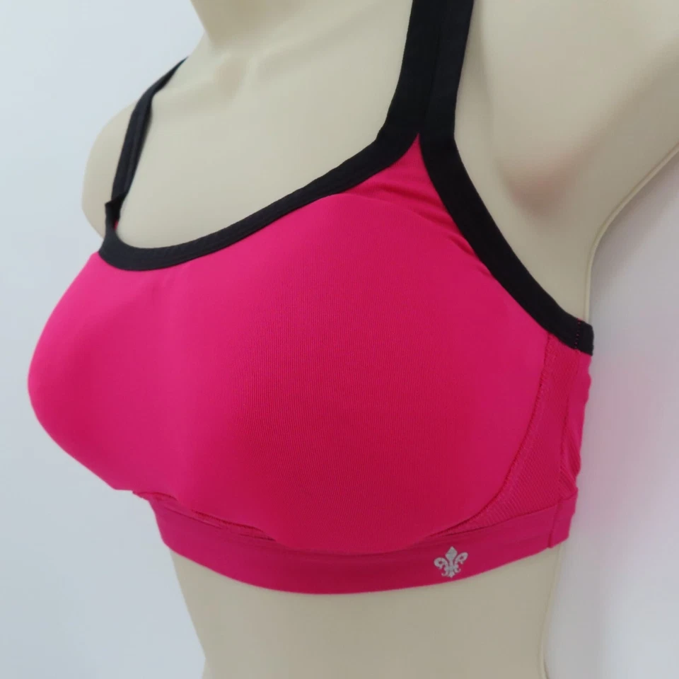 Sujetador deportivo Lily of France para mujer mediano rosa negro con tiras busto acolchado inalámbrico Foto 3 de 4