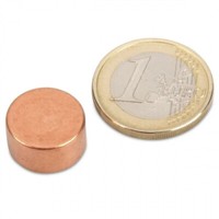 Scheibenmagnet Ø 15,0 X 8,0 Mm N45 Kupfer - HäLt 7,2 Kg