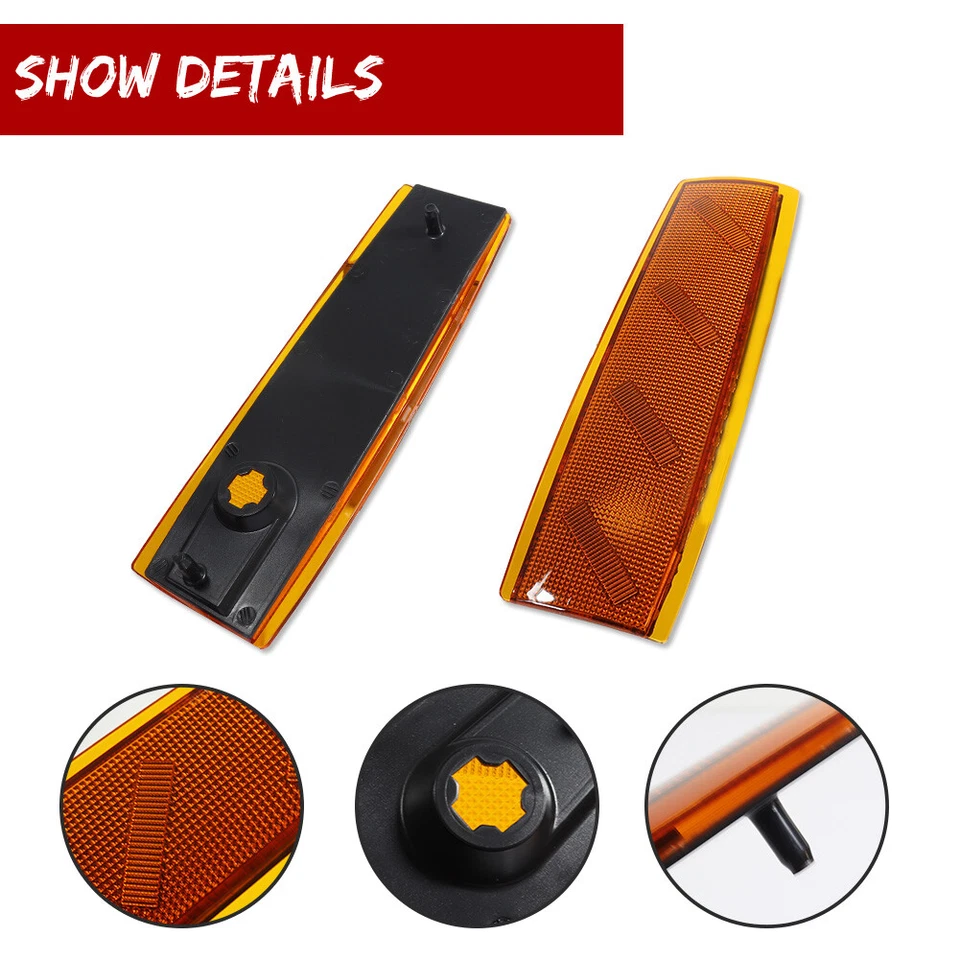 2X Amber Lens Front Side Marker Corner Lights For 88-93 GMC C1500 C2500 C3500 - Image 3 of 4