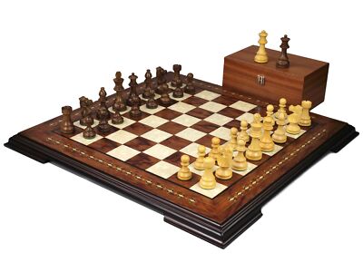 Schachspiel Palisander 17 Zoll gewichteter Sheesham französischer Ritter Schachfiguren 3 Zoll