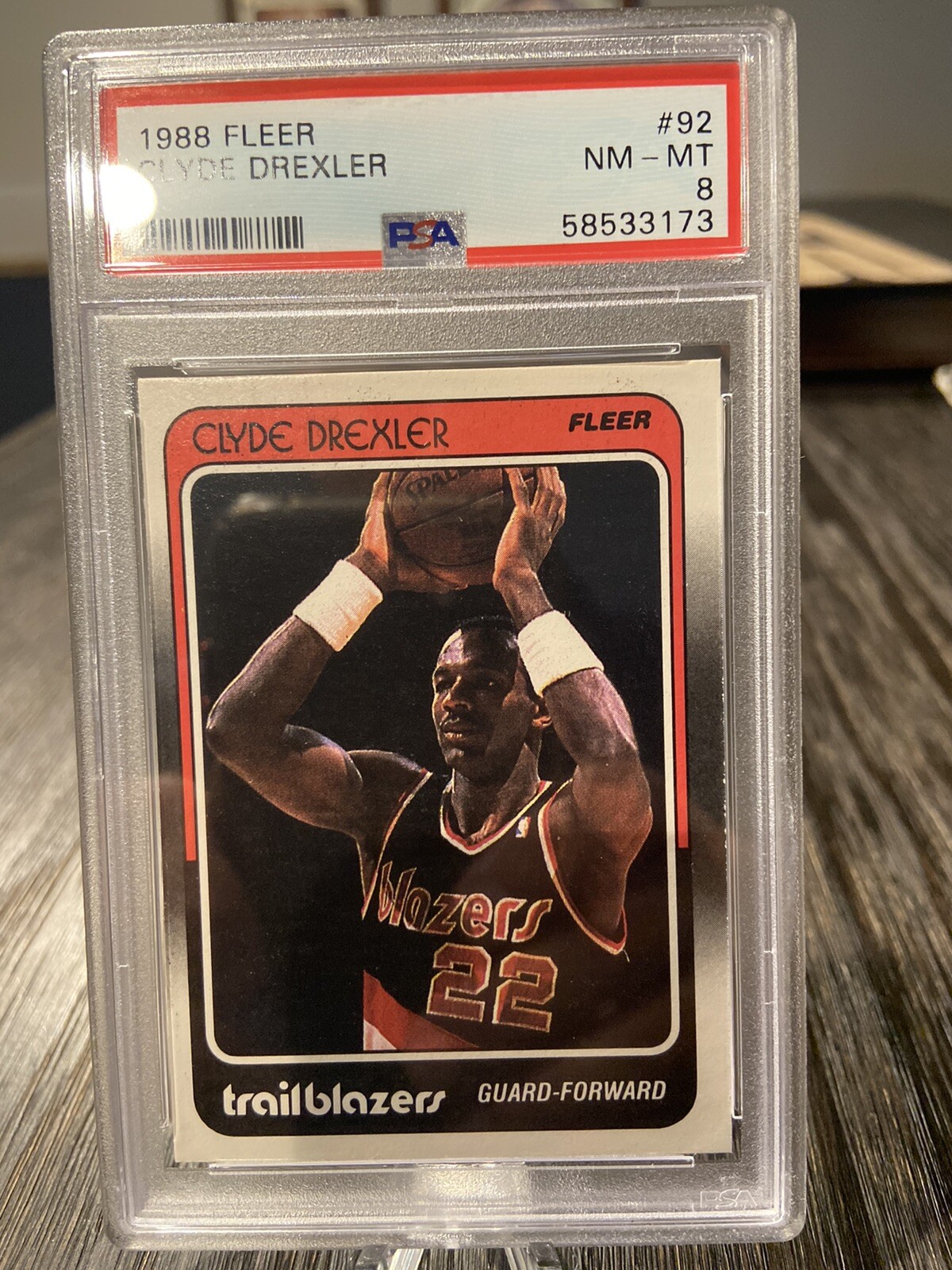 1988 Fleer #92 Clyde Drexler PSA 8 NM-MT Portland Trail Blazers 8749