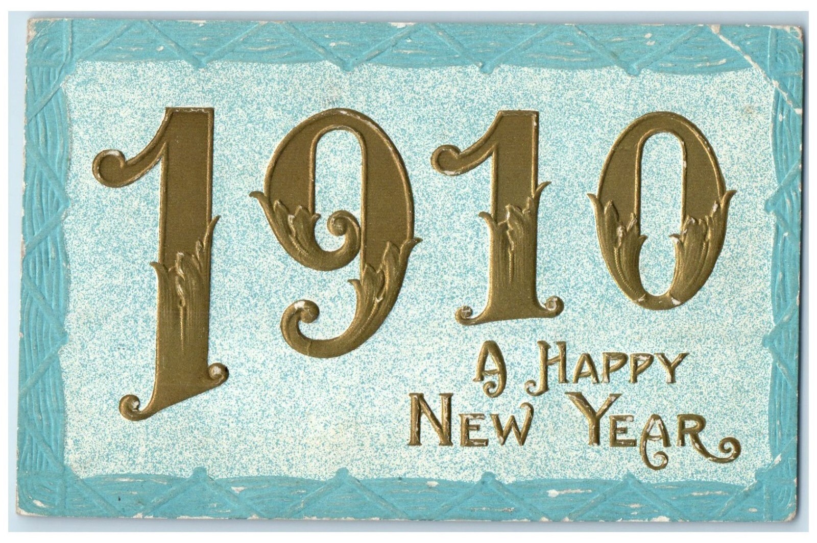 1910 Happy New Year Large Numbers Embossed Unposted Antique Postcard | eBay