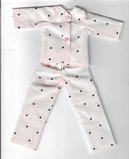Doll Clothes-Pink W/Black Dot  Print Pajamas fit Barb1e/11 1/2 inch-Homemade BP4