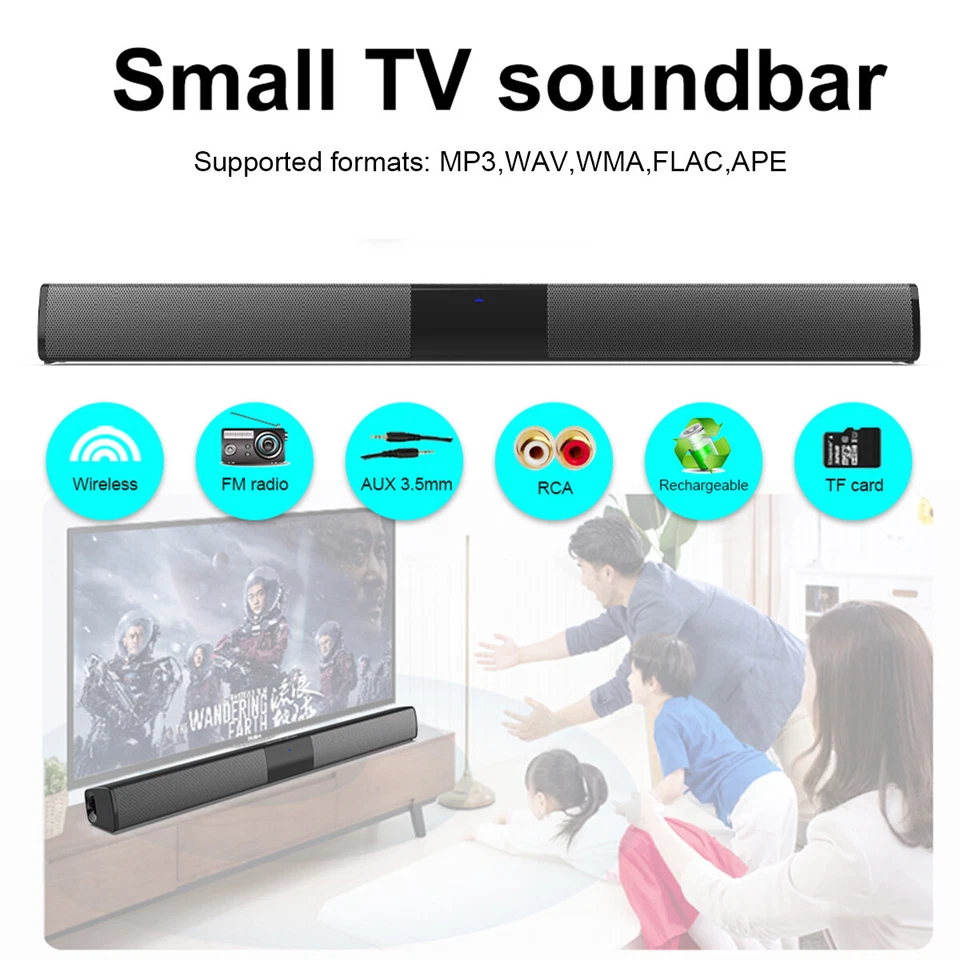 Home Theater Soundbar w/ 4 Speakers Bluetooth 5.0 Waterproof Bass for TV Party - Image 3 of 4